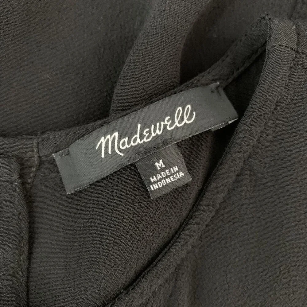 Madewell Womens Dress Medium Black Short‎ Sleeve Minimalist Casual Chic